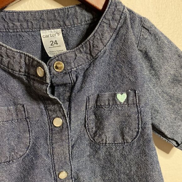 Lightweight Denim Embroidered Baby Tunic Top - Picture 7 of 7